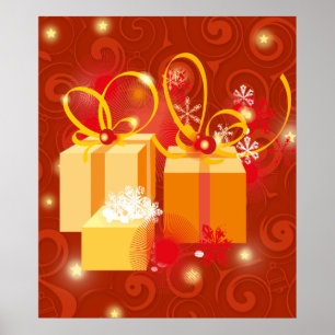 Rot-und Goldweihnachtsgeschenke Poster