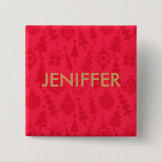 Rot- und GoldweihnachtsPartyname Button