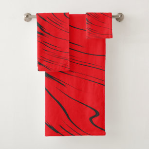 Rot und Grau abstrakt Badhandtuch Set
