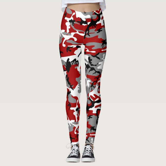 Rot und Grau Camouflage, Militär, Armee Leggings (Vorderseite)