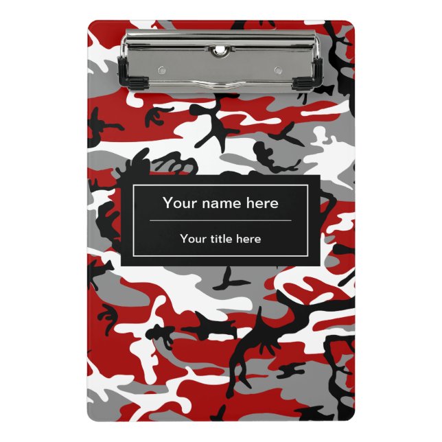 Rot und Grau Camouflage, Militär, Armee Mini Klemmbrett (Vorderseite)