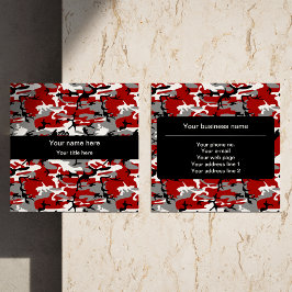 Rot und Grau Camouflage, Militär, Armee Quadratische Visitenkarte