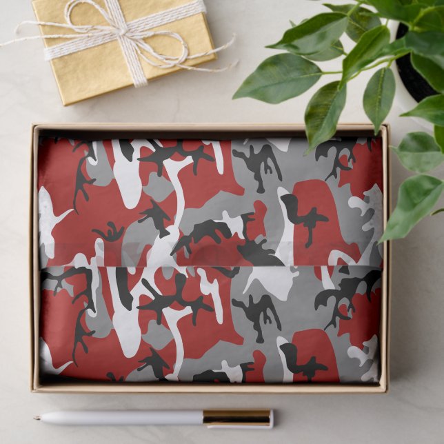 Rot und Grau Camouflage, Militär, Armee Seidenpapier (Geschenk)