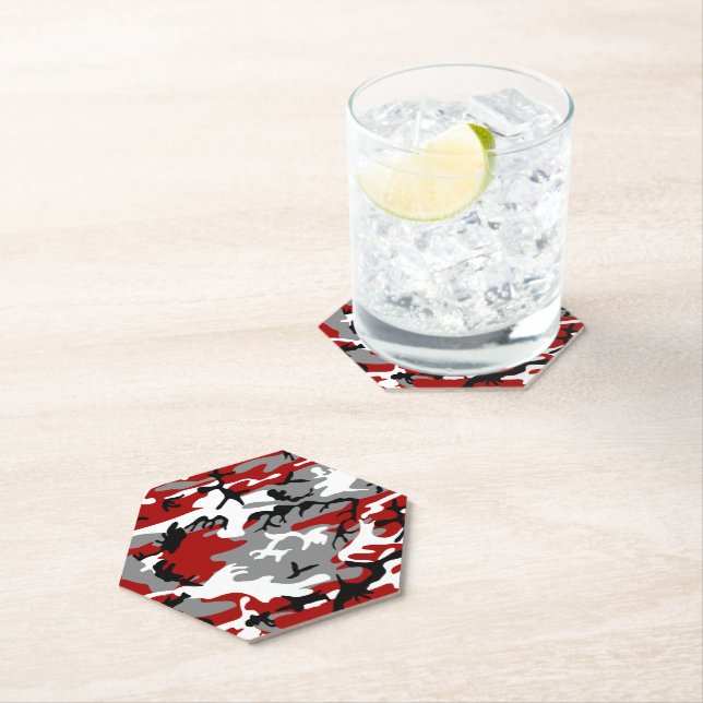 Rot und Grau Camouflage, Militär, Armee Untersetzer (Vor Ort)