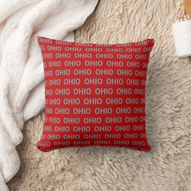 Rot und Grau Ohio Kissen (Decke)