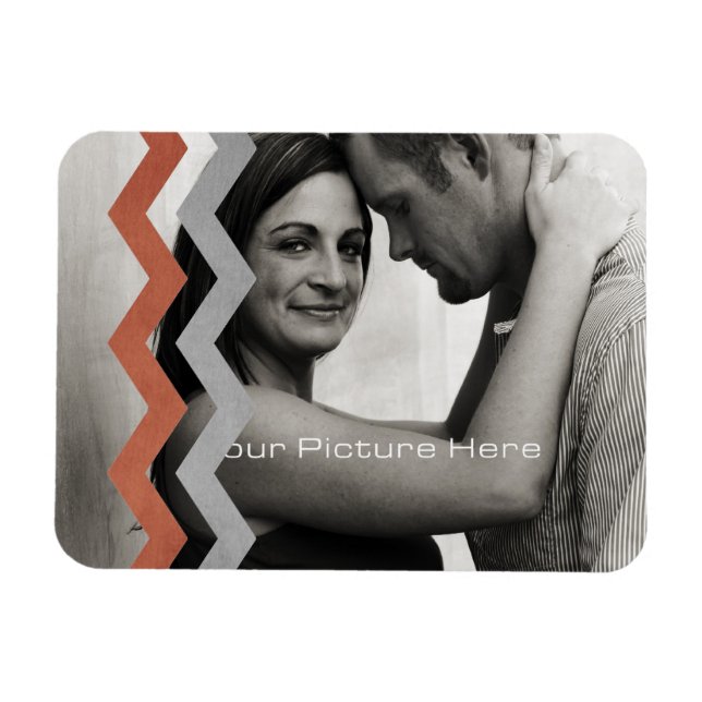 Rot und Grau Zig Zag Muster Magnet (Horizontal)