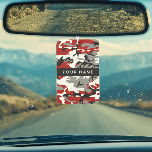 Rot und Gray Camouflage Ihr Name personalisieren Autolufterfrischer