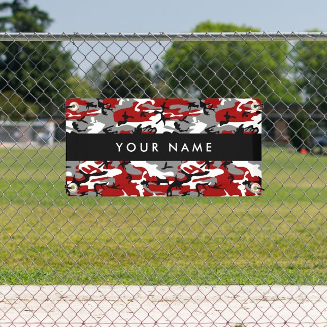 Rot und Gray Camouflage Ihr Name personalisieren Banner (Insitu)