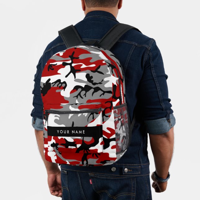 Rot und Gray Camouflage Ihr Name personalisieren Bedruckter Rucksack (Insitu (Modell))