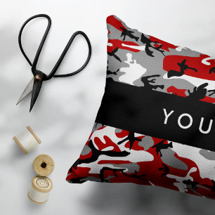 Rot und Gray Camouflage Ihr Name personalisieren Dekokissen