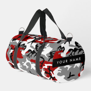 Rot und Gray Camouflage Ihr Name personalisieren Duffle Bag