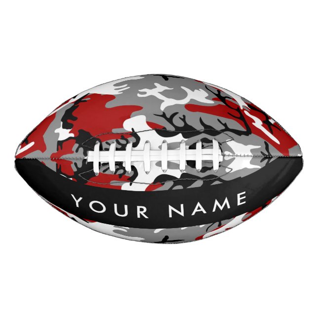 Rot und Gray Camouflage Ihr Name personalisieren Football (Vorderseite)