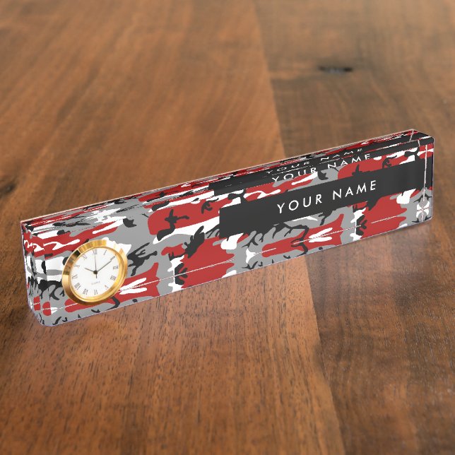 Rot und Gray Camouflage Ihr Name personalisieren Namensplakette (Seite)