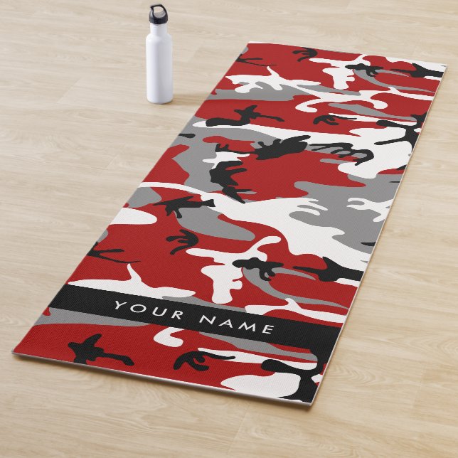 Rot und Gray Camouflage Ihr Name personalisieren Yogamatte (Beispiel)