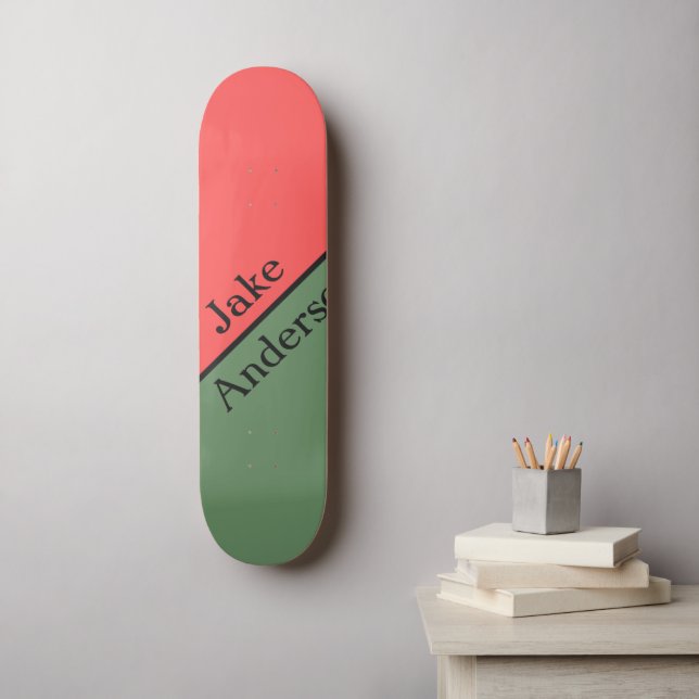 Rot und Grün 45 Grad Minimalist Skateboard (Wandkunst)