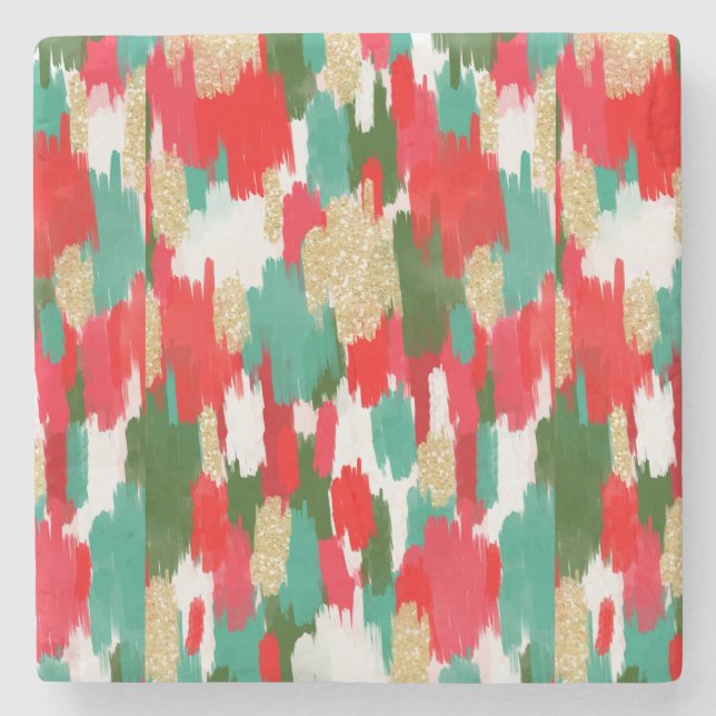 Rot und grün abstrakt steinuntersetzer (Vorderseite)