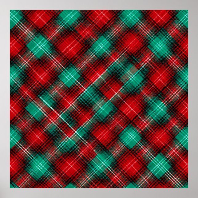 Rot und grün diagonal kariert poster (Vorne)