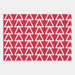 Rot und Grün Dreiecksmuster Weihnachten Geschenkpapier Set