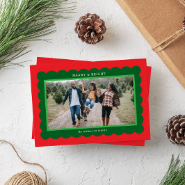 Rot und Grün-Elf-Stil einfache Scallop-Foto Rahmen Feiertagskarte