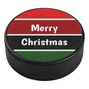 Rot und Grün frohe Weihnachten Eishockey Puck