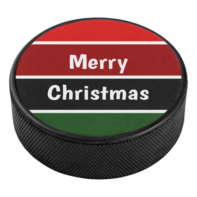 Rot und Grün frohe Weihnachten Eishockey Puck (3/4)