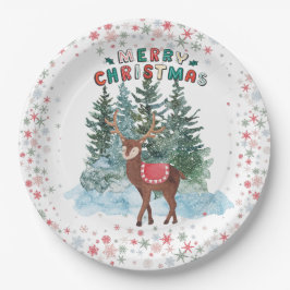 Rot und Grün frohe Weihnachtsbaum Pappteller