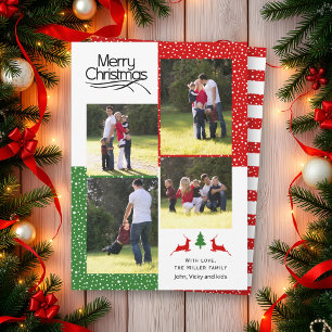 Rot und Grün Frohe Weihnachtstypografie Foto Feiertagskarte