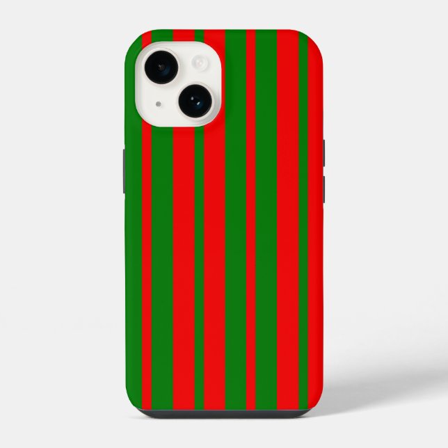 Rot und Grün gestreift  iPhone Hülle (Rückseite)