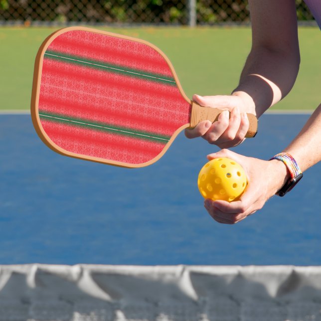 rot und grün gestreiften Hintergrund Pickleball Schläger (InSitu)
