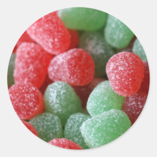 Rot und Grün Gumdrops Runder Aufkleber