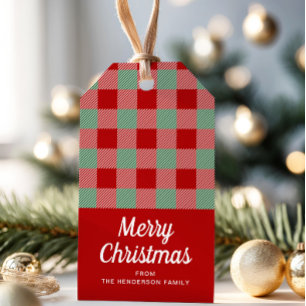 Rot und Grün Kariert frohe Weihnachten Geschenkanhänger