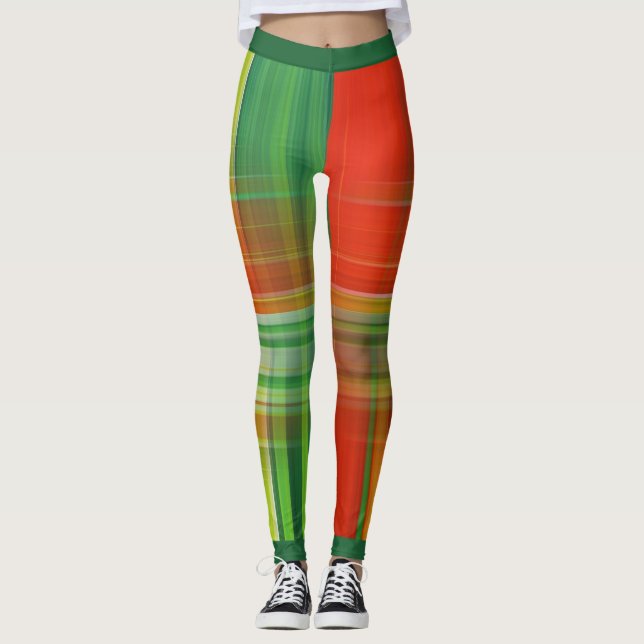 Rot und Grün Kariert Leggings (Vorderseite)