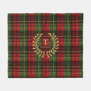 Rot und Grün kariert mit individuellem Monogramm-K Fleecedecke