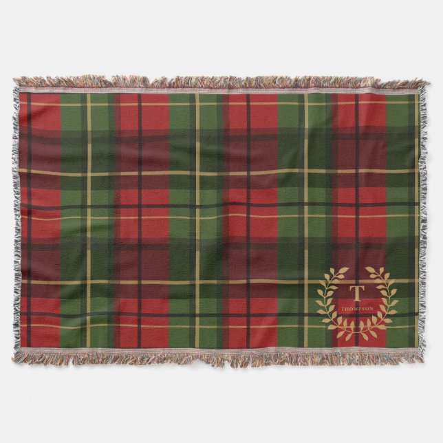Rot und Grün kariert mit Monogramm in einem Kranz Decke (Vorderseite)