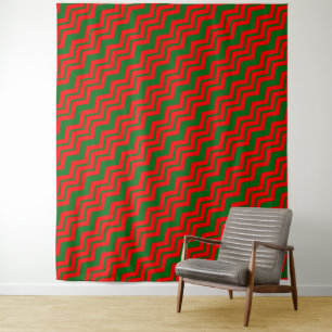 Rot und grün kariertes Chevron-Musterdesign Wandteppich