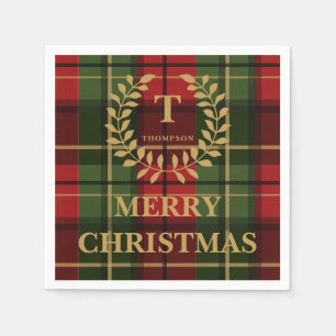 Rot und grün kariertes Weihnachts-Plaids mit indiv Serviette