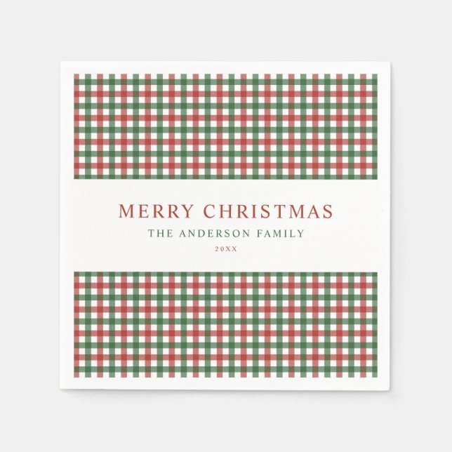 Rot und Grün Karo Weihnachten Serviette (Vorderseite)