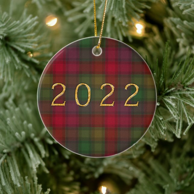 Rot und grün, Keramik mit Tartan Ornament (Baum)