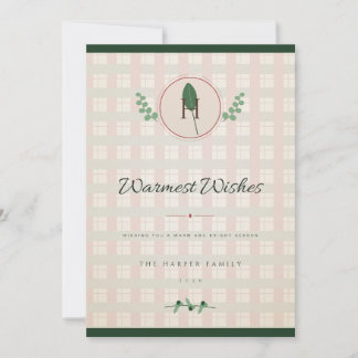 Rot und Grün Lorbeer-Monogramm-Weihnachtskarte
