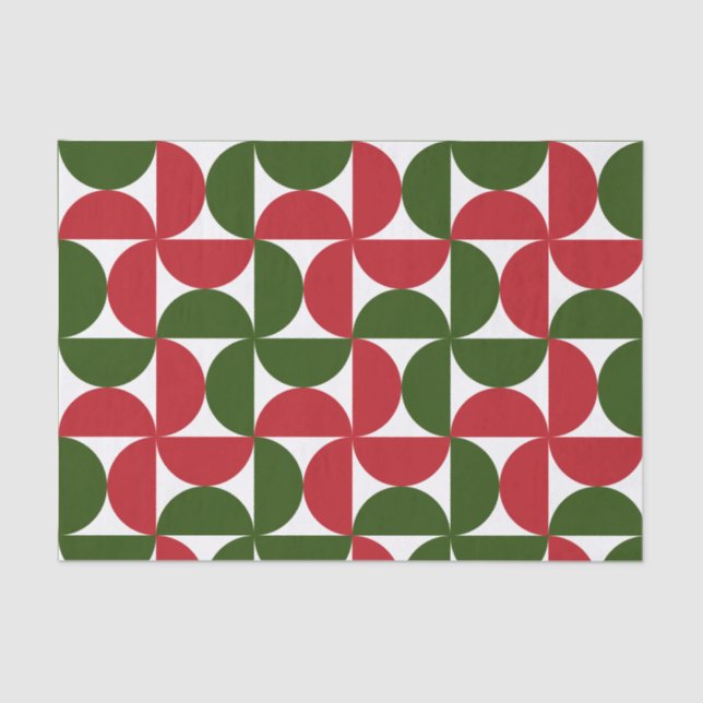 Rot und Grün Mitte Jahrhundert Modernes Muster Seidenpapier (Vorderseite)