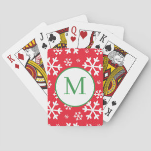 Rot und Grün Monogramm Weihnachtsfeiertag Spielkarten