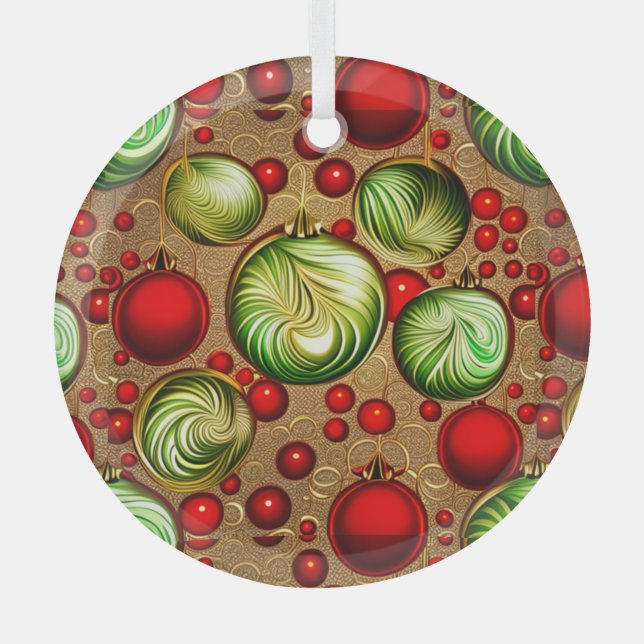 Rot und Grün Ornament Aus Glas (Vorderseite)