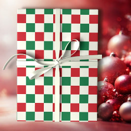 Rot und Grün Retro-Feiertags-Karamuster Geschenkpapier
