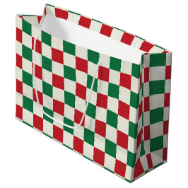 Rot und Grün Retro-Feiertags-Karamuster Große Geschenktüte
