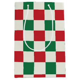 Rot und Grün Retro-Feiertags-Karamuster Mittlere Geschenktüte