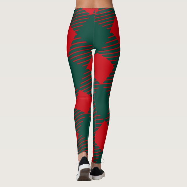Rot und grün Square Box Modern Einfach für sie Leggings (Rückseite)