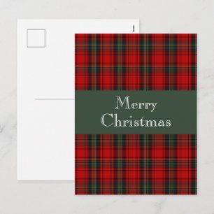 Rot und Grün Tartan Feiertagspostkarte