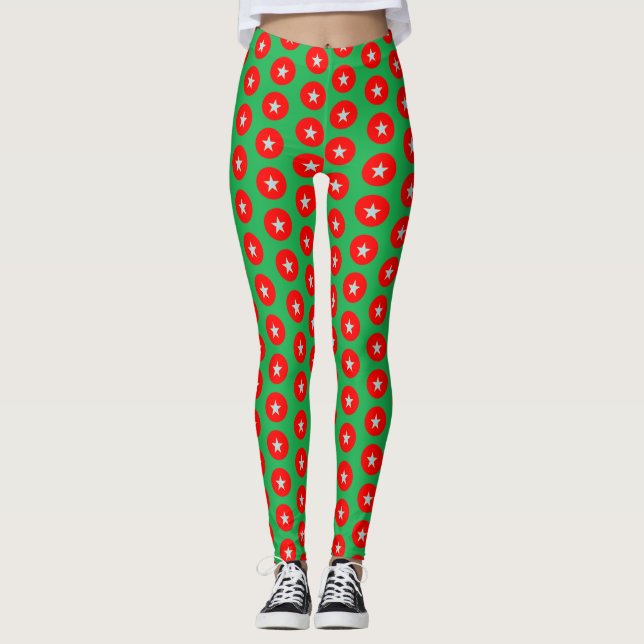 Rot und Grün von Weihnachten Leggings (Vorderseite)