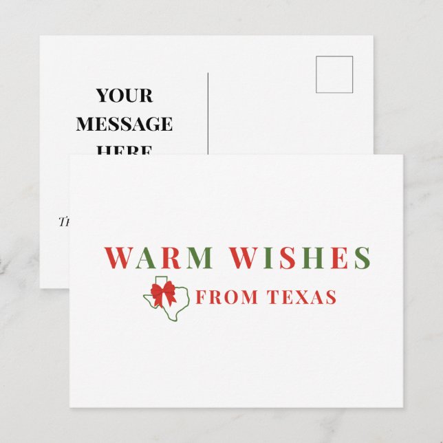 Rot und Grün warme Wünsche aus Texas Postkarte (Vorne/Hinten)