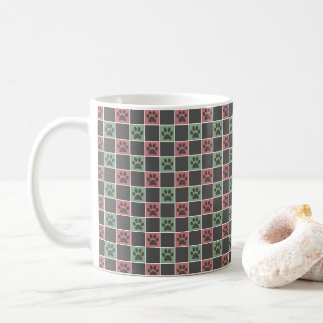 Rot und grün Weihnachten Gestapelte Paarung Kaffeetasse (Mit Donut)